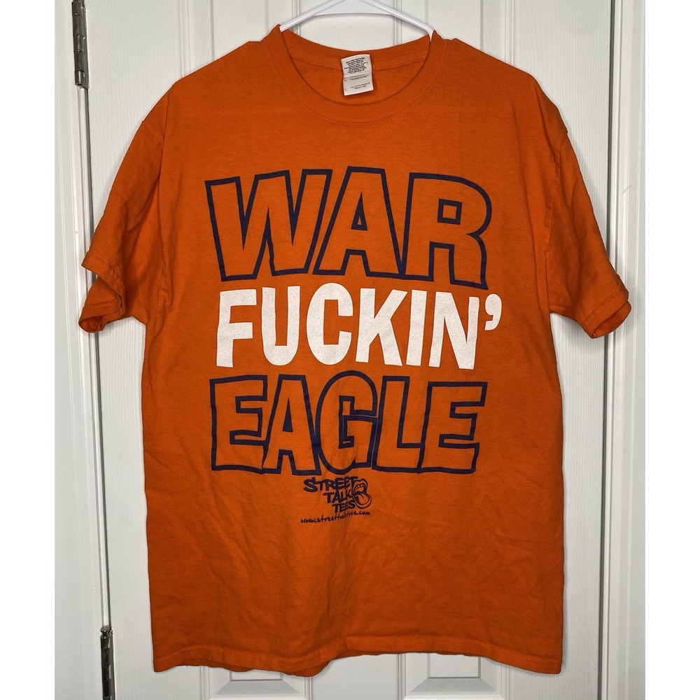 Street Talk Tees Men's War Eagle T Shirt Orange‎ Size Large